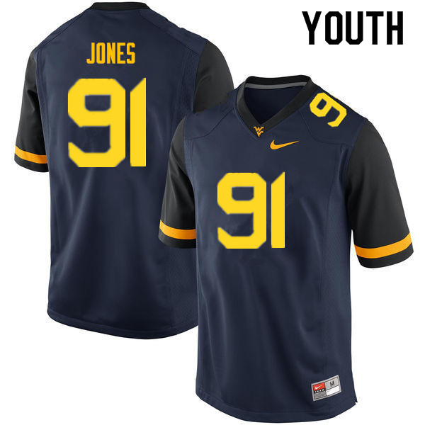 NCAA Youth Reuben Jones West Virginia Mountaineers Navy #91 Nike Stitched Football College Authentic Jersey ME23I52AI